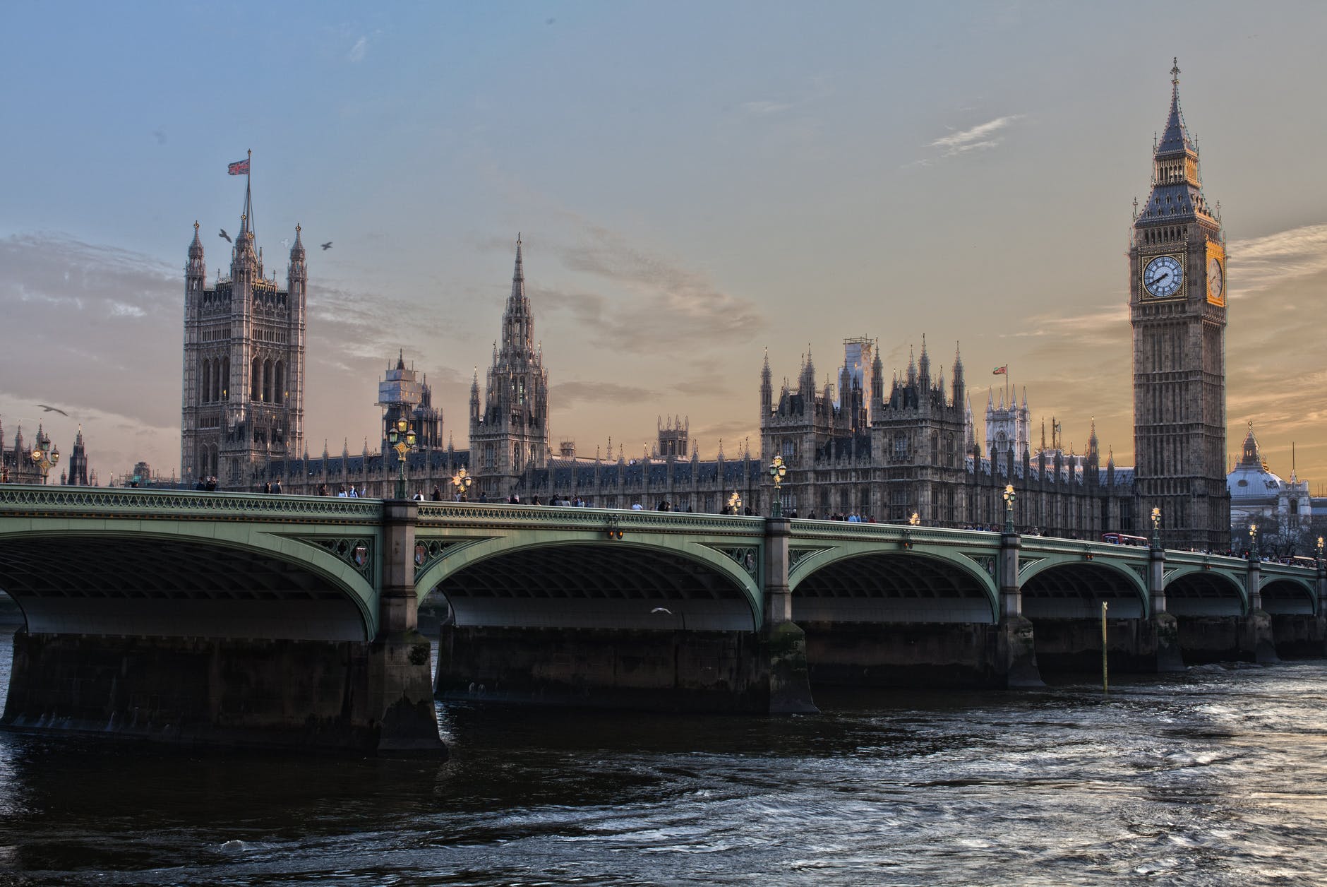 bridge over river in city